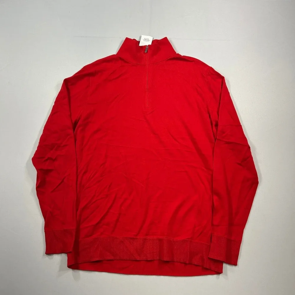 Polo Ralph Lauren Luxury Jersey Sweater Mens Large Red 1/4 Zip Pullover $228 NEW